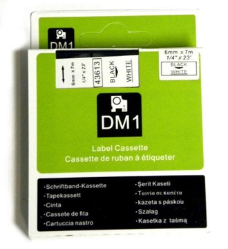 Taśma zamiennik Dymo 43613 S0720780 6mm czarny/bia