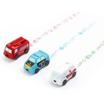 Kidea ШТАМПЫ КАТАЮЩИЕСЯ ШТАМПЫ Emergency Vehicles 3 шт. МАШИНЫ