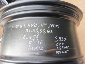 4× DISK HLINÍK AUDI OE A3 8V0 A4 A5 Q5 Q3 SPORT 8.0" X 18" 5X112 ET 46