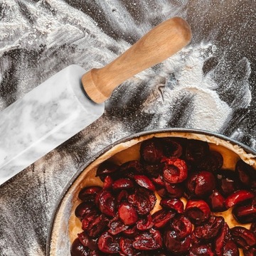 КУХОННЫЙ ВАЛОК ДЛЯ ТЕСТА ИЗ МРАМОРА КАМЕНЬ 46х5см С ВРАЩАЮЩЕЙСЯ ПОДСТАВКОЙ