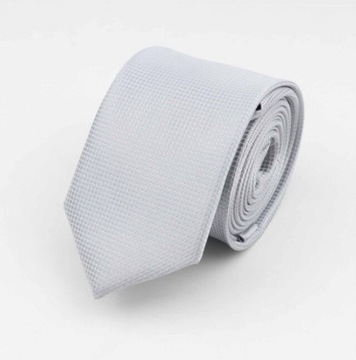 Elegancki KRAWAT męski wąski gładki SZARY