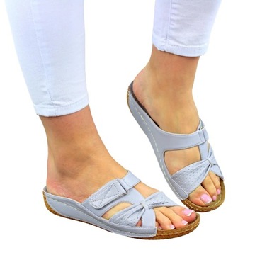 СЕРЫЕ МЕДИЦИНСКИЕ КОЖАНЫЕ ТАПОЧКИ ЖЕНСКИЕ, ПОШИТ 39