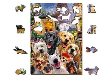 Puzzle Drewniane 150 elementów Szczeniaki w Paryżu