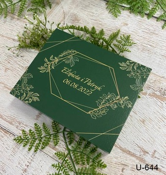 Коробка для обручальных колец, бутылочно-зеленый цвет, персонализированный золотой принт