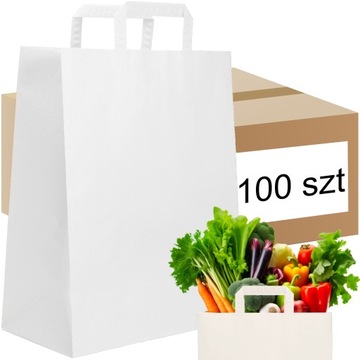 TORBA PAPIEROWA CATERINGOWA BIAŁA 260/140/320mm 26/14/32cm EKO KRAFT 100SZT