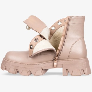 БОТИНКИ ЖЕНСКИЕ НА ПЛАТФОРМЕ С ЖЕМЧУГОМ, ЛЕНТА 41