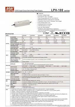 Блок питания светодиодов 12В 100Вт Mean Well LPV-100-12 IP67