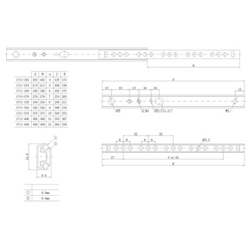 Шариковая направляющая для ящиков H-17 L-278 - Комплект