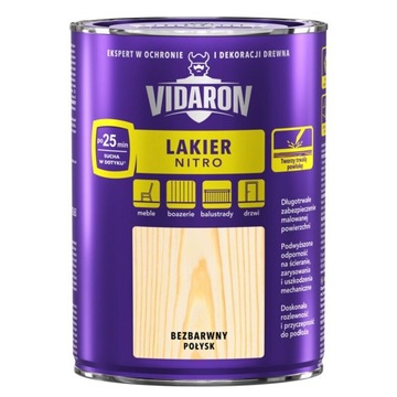 Vidaron lakier nitro do drewna 0,75L bezbarwny połysk