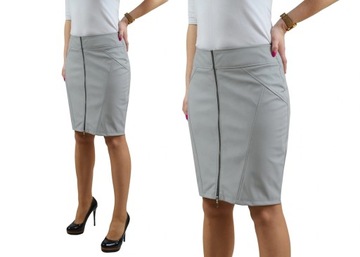 Юбка Eco кожаная длинная серая ползунка R.38