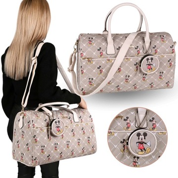 DISNEY Myszka Mickey Beżowa torba podróżna 45x22x27cm