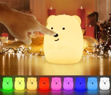 СИЛИКОНОВЫЙ НОЧНИК, МИШКА, МИШКА, ДЛЯ ДЕТЕЙ, ЦВЕТНОЙ СВЕТОДИОДНЫЙ RGB ПУЛЬТ