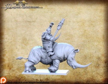 Ogre Rhino Riders x3 - Magori Miniatures - 3D печать
