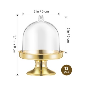 12 SZT PLASTIKOWYCH MINI PUDEŁKA NA CIASTA ZE ZŁOTĄ PODSTAWĄ