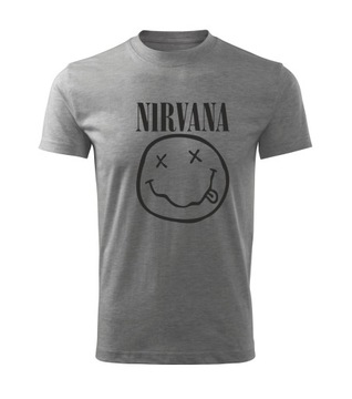 Koszulka T-shirt męska D484 NIRVANA NIRWANA ciemnoszara rozm XL