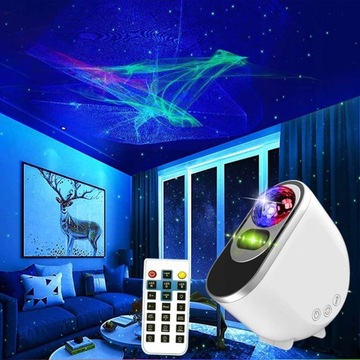 PROJEKTOR GWIAZD GALAXY LED NOCNE ŚWIATŁO GWIEŹDZISTE NIEBO MUZYK BLUETOOTH