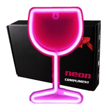 Neon led usb na ścianę kieliszek lampka do wina