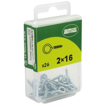 Hak Haczyk pelny oczkowy Stal Ocynk 2x16mm 26sztuk