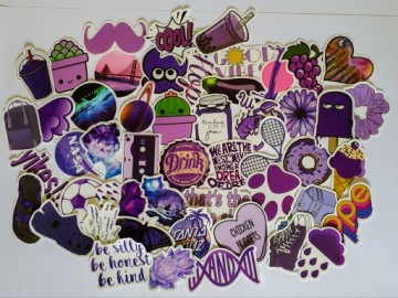 ВОДОНЕПРОНИЦАЕМЫЕ НАКЛЕЙКИ ДЛЯ ВЕЛОСИПЕДА MIX ФИОЛЕТОВЫЕ 50 шт.