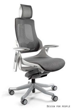 Fotel WAU biały UNIQUE ergonomiczny siatka grafit