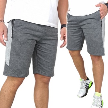 KRÓTKIE SPODENKI męskie DRESOWE z KIESZENIAMI na ZAMEK dresy szorty r. 2XL