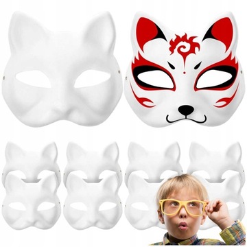 MASKA DO TWARZY KOTA DO MALOWANIA DIY PAPIER 6SZT