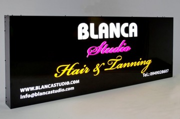 Выпуклый рекламный короб со светодиодной подсветкой, 100х50см.