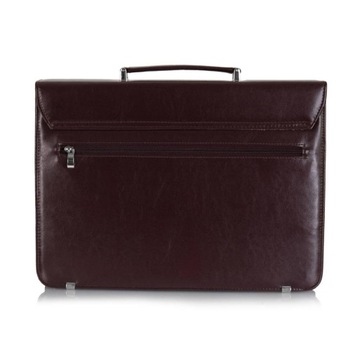 Деловой кожаный портфель унисекс бордового цвета - Tizano T07