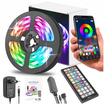 Taśma LED 10M RGB 5050 LEDY PILOT APLIKACJA ZESTAW