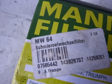 МАСЛЯНЫЙ ФИЛЬТР MANN MW 64 YAMAHA MT07 MT09 YZF
