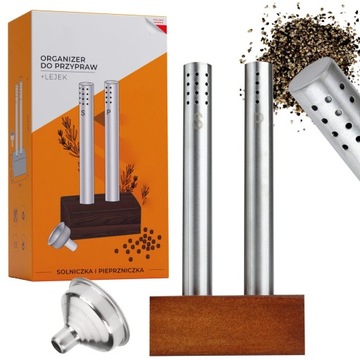 SOLNICZKA I PIEPRZNICZKA WĄSKA PRZYPRAWNIKI 2SZT ZESTAW PODSTAWKA