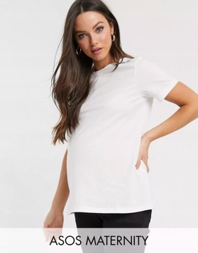 DESIGN MATERNITY GŁADKI BIAŁY T-SHIRT BAWEŁNA M