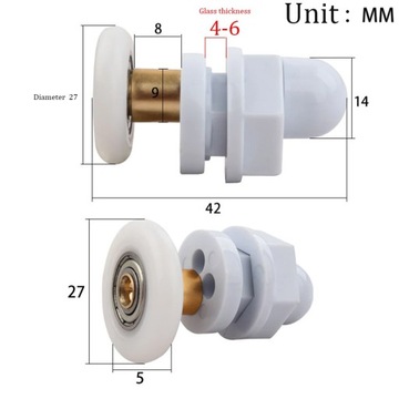 4 sztuk rolki drzwi prysznicowych 19/23/25/27/29 MM prysznic drzwi p~6459
