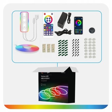 СВЕТОДИОДНАЯ ЛЕНТА 10М (1x10) NEON 5050 RGBIC ПРИЛОЖЕНИЕ BLUETOOTH ДИСТАНЦИОННОЕ РАДУГА 24В