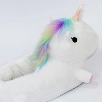 ТАПОЧКИ БЕЛЫЕ ЕДИНОРОГИ В ПОДАРОК, СВЕТЯЩИЕСЯ, ТАПОЧКИ ЖЕНСКИЕ, ДЕВОЧКЕ