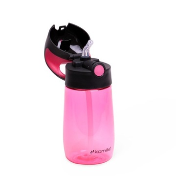 Бутылка с трубочкой для воды Km-2300 350мл розовая