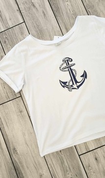 T-shirt Anchor - By o la la...! M Granatowy