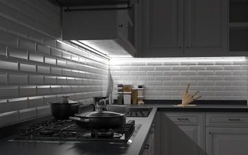 ЧЕРНАЯ УГЛОВАЯ СВЕТОДИОДНАЯ ЛЕНТА ДЛЯ КУХНИ 2М + ДИММЕР