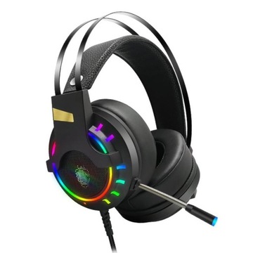 SŁUCHAWKI GAMINGOWE RGB LED MIKROFON USB JACK