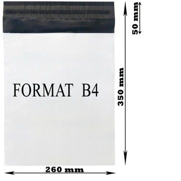 Foliopaki Kurierskie B4 260x350 mm Do Pakowania Foliopak Biały - 100 szt.
