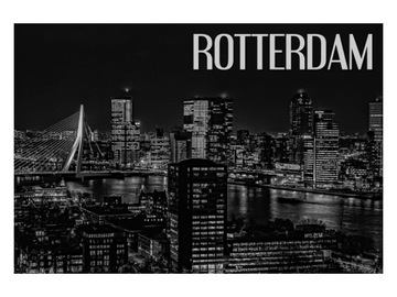 ROTTERDAM - Miasto nocą - Magnes na lodówkę