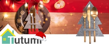 ETUI NA SZTUĆCE CHOINKA FILC ŚWIĄTECZNE BOŻE NARODZENIE KOMPLET 6 sztuk