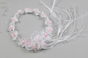 Wianek komunijny kryształki zieleń i złoto