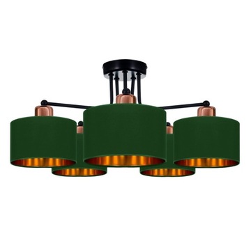 LAMPA PLAFON SUFITOWA ŻYRANDOL ZIELONO - ZŁOTY LED