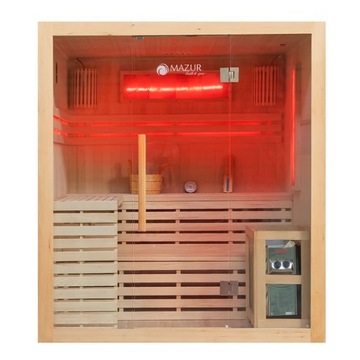 SAUNA SUCHA FIŃSKA Z PIECEM HARVIA 8KW I KAMIENIEM SOLNYM 180X160X200CM