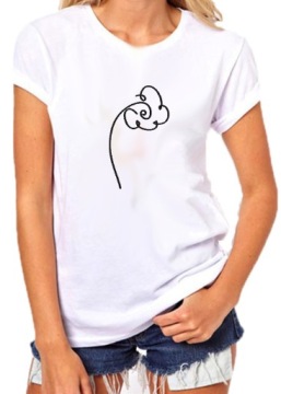 T-SHIRT KOSZULKA DAMSKA Z NADRUKIEM KWIAT HIT L