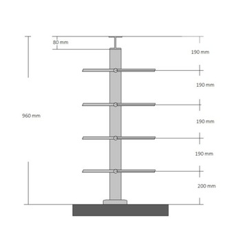НЕРЖАВЕЮЩАЯ БАЛЛЮСТРАДА 100 СМ, Ø 42,4, 4 трубки Ø 12 мм САТИН (САТИН)