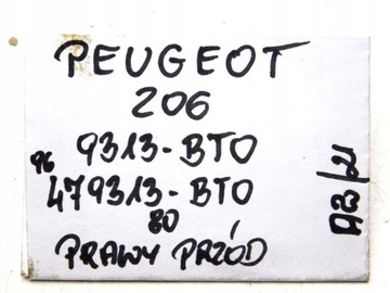 A2/21 PEUGEOT 206 SVAZEK ELEKTRICKÁ DVEŘE PRAVÝ PŘEDNÍ 9680479313 - BTO