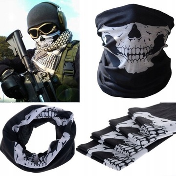 KOMIN CHUSTA MASKA OCHRONNA TWARZ BANDANA CZASZKA CZARNA