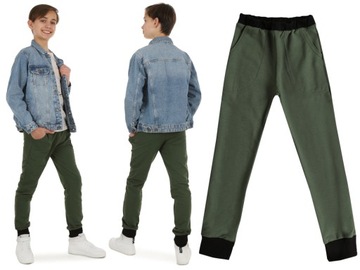 Spodnie dresowe dla chłopca, produkt polski - 164 CIEMNA ZIELEŃ